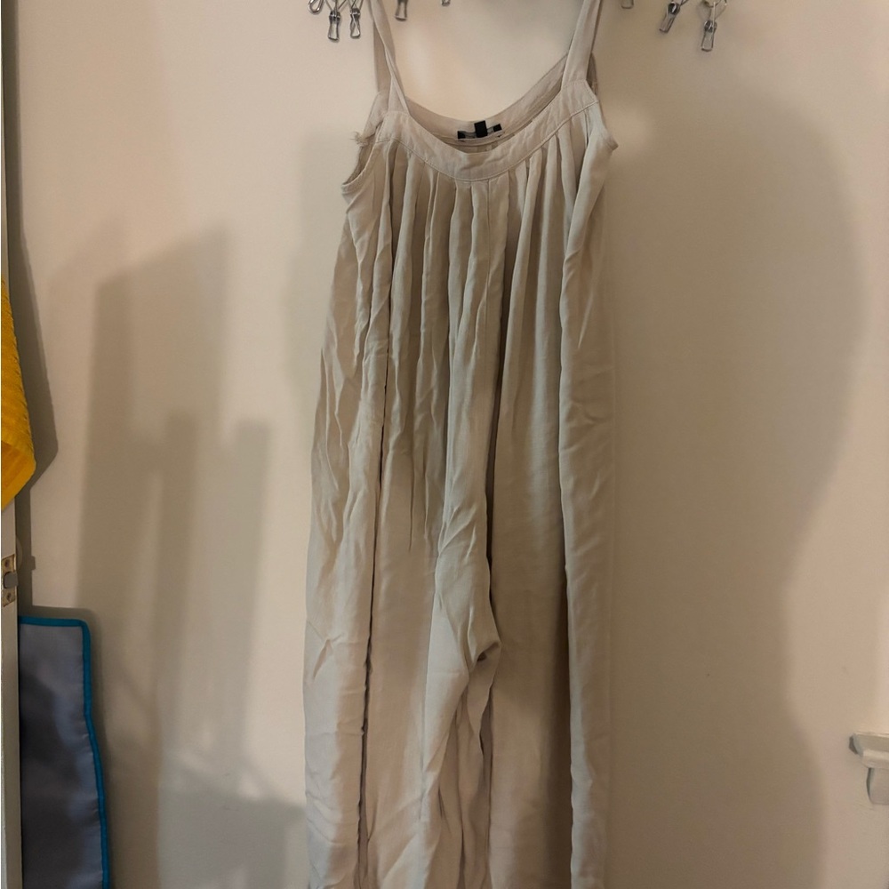 Tan Spaghetti Strap Jumpsuit with Wide-Leg Design